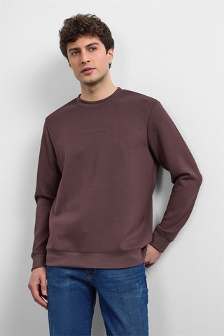 Backandbond Kahve Regular Fit Bisiklet Yaka Sweatshirt