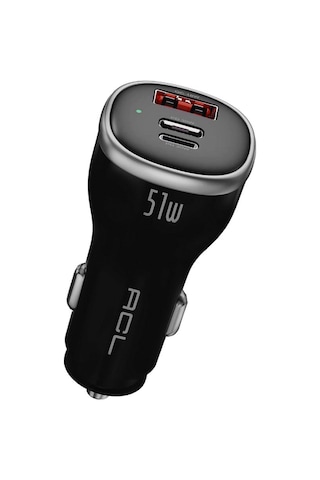 Ac-105 51w Süper Hızlı Araç Şarj Cihazı Dahili Lightning Kablolu + Pd 30w Usb-c Ve Qc 18w Usb-a
