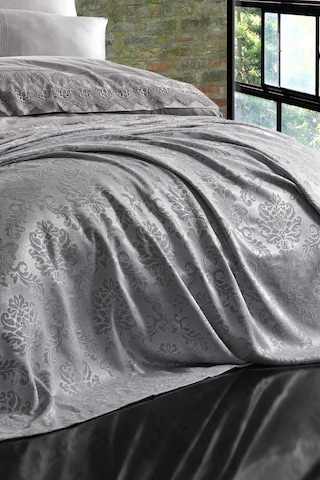 Nazik 7 Parça Pikeli Nevresim Takımı Gelin Seti Valeria Gri Diğer