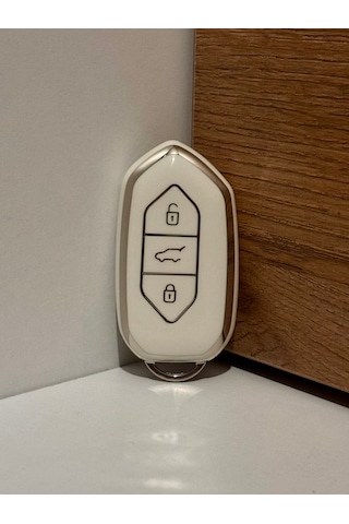 Amblemli Togg T10x-t10f Uyumlu Anahtar Kılıfı Gümüş-beyaz