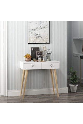Dekorosso Arden Ahşap Ayaklı Modern Dekoratif Dresuar Beyaz 72cm Beyaz