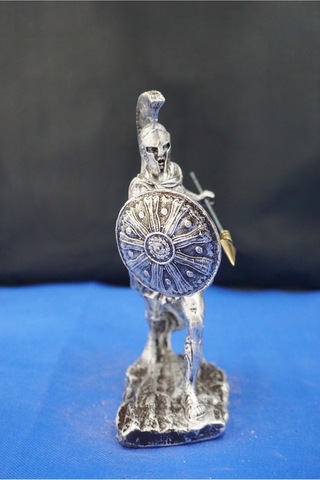 Mitolojik Tasarım Achilles Aşil - Ev Ofis Dekoratif Hediyelik Aksesuar 28 Cm Gümüş