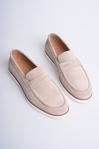 Fame Step Hakiki Deri Erkek Loafer Ayakkabı Süet Günlük Rahat Casual Mokasen Siena Bej