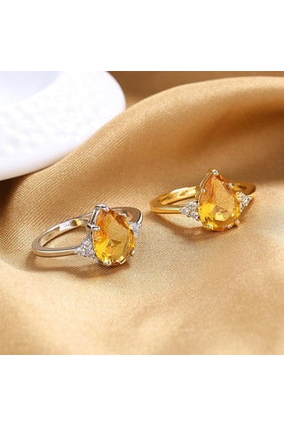 Gümüş Lindon Klasik Bakır Alaşım Zirkon Yüzük Bayanlar Takı Düğün Promise Parti Hediye 8 Gümüş