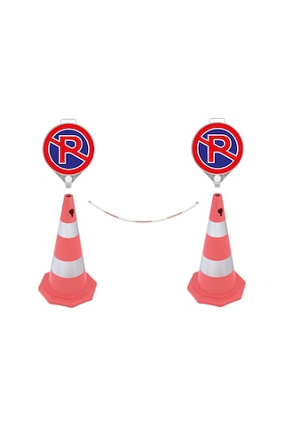 Park Yapılmaz Dubası (2 Adet Park Yapılmaz Levhası + 2 Adet Koni +2Metre 8mm Plastik Zincir)