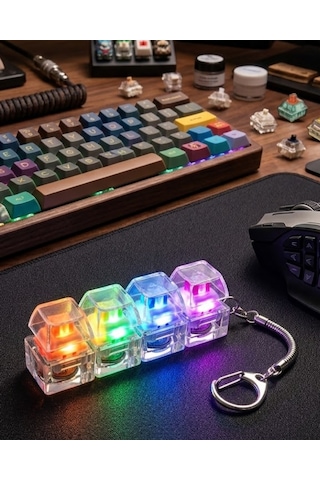 Işıklı Mekanik Tuş Anahtarlık Klik Sesli Gerginlik Oyuncağı Fidget