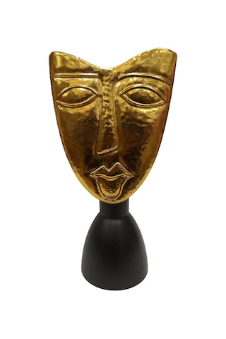 Biev Metal Vazo Yüz Kabartmalı 21x16x43 Cm