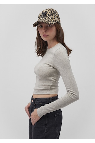 Mavi - Uzun Kollu Gri Crop Basic Tişört 1612822-88467 Gri