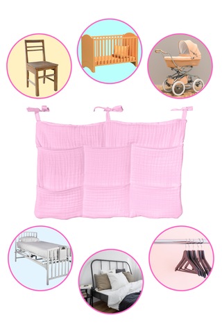 Bebek Beşik Yanı Organizer 6 Cepli Pratik Organizer Pembe
