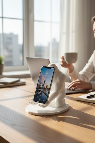 Goril Figürlü Telefon Standı Beyaz