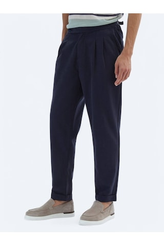 Kip Lacivert Dokuma Carrot Fit Casual Pamuk Karışımlı Pantolon Lacivert