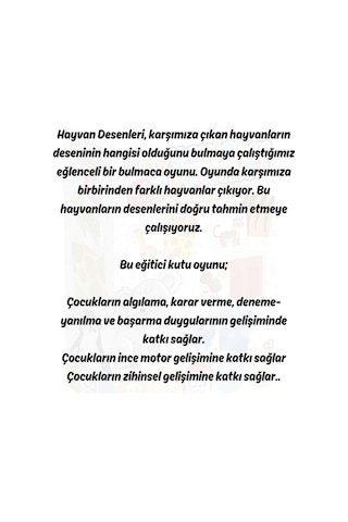 Ca Games Hayvanlar Ve Desenler 3 Yaş Üzeri Çocuklar İçin 48 Parçalı Eğitici Görsel Algı Oyunu Serisi, Sm-ca-oyun-hayvanlarvedesenler-5155