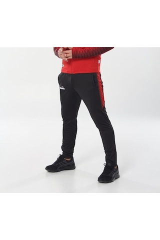 Diadora Ritim - Erkek Likralı Siyah-Kırmızı Eşofman Altı Kırmızı