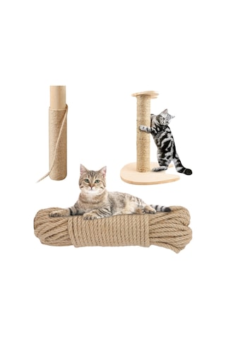 Jütburada Kedi Tırmalama İpi 6 Mm 10 Metre Jüt Halat