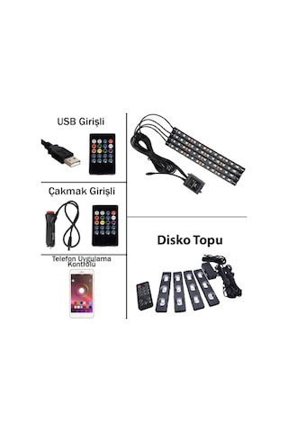 Sese Ve Müziğe Duyarlı Kumandalı App Usb 12 Led Ayak Altı Led