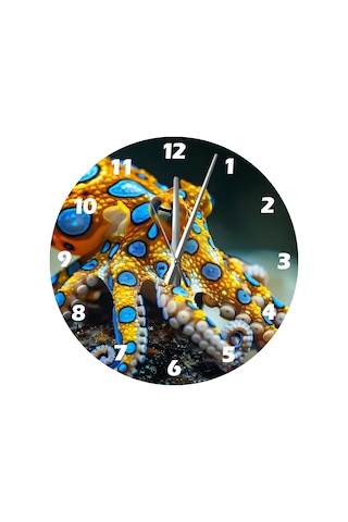 Ti-play Ahtapot Ve Renkler 30x30cm Akrilik Dekoratif Modern Duvar Saati ÇOk Renkli