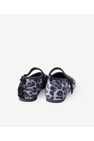 Yargıcı Leopar Baskılı Kadife Mary Jane Babet 26kkay4012x 005 Gri