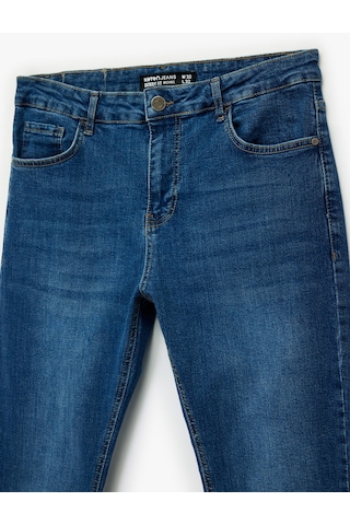 Koton Normal Bel Pamuklu Skinny Fit Jean Pantolon - Michael Jean Koyu İndigo 6wam40049nd İndigo