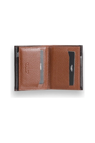Guard Leather Guard Taba - Kahverengi Çift Renk Bölmeli Hakiki Deri Kartlık Çok Renkli