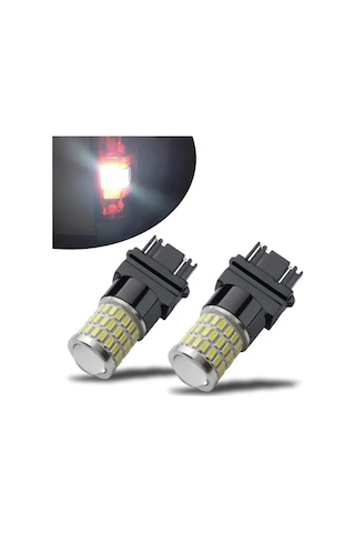 Fochsia 2pcs-氙气白 2 Adet Led Oto Lamba 3157 4157 3057 3156 54smd 3014 Ve 3smd 3030 Beyaz Kırmızı Turuncu Araç Dekorasyonu