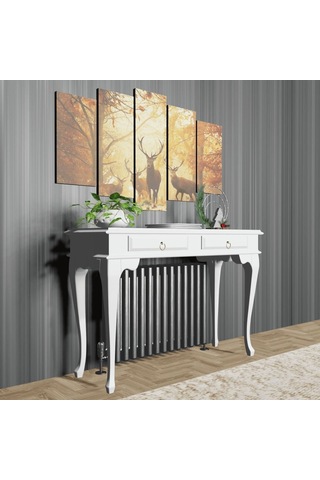 Roys Ahşap 120 Cm Beyaz Çekmeceli Petek Üstü Yüksek  Dresuar Beyaz