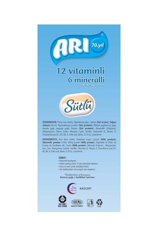 Arı Mama Pirinç Unu 200gr Sütlü 12 Vitaminli 6 Mineralli 2 Li Set