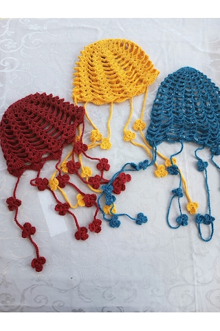 Elmundo Butik Kız Çocuk Örgü Bone / Sarkıtlı / Takke Sarı