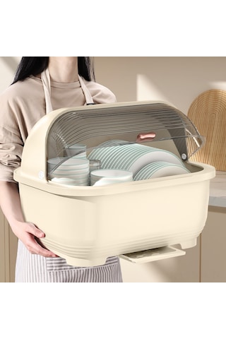 Xiyyadms Kahverengi Orta Boy Yarı Açık Kapaklı Plastik Sulama Özelliği Li Kitchen Gereçleri Depolama Kutusu - 3-4 Kişilik Bulaşık Dolabı Organizatörü Diğer