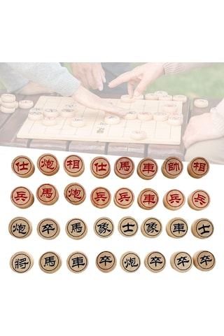 Suntek 32x Ahşap Satranç Taşları Eğitim Gençler Oyuncak