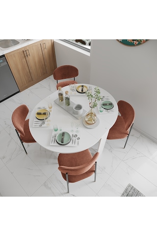 Pratik Katlanır Mutfak Yemek Çalışma Masası - 6 Kişilik-%100 Mdf