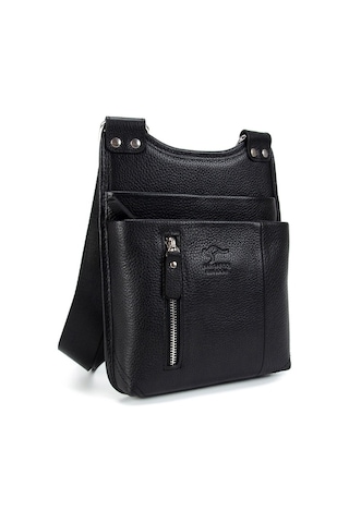 Erkek Siyah Hakiki Deri Postacı Askılı Omuz Çanta Kangaroo 8701S