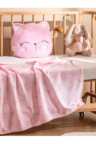Baskılı Kız Bebek Battaniyesi 90x100 CM Pembe