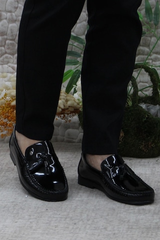 Pierre Cardin 25101 Siyah Rugan Hakiki Deri Erkek Babet Loafer Erkek Ayakkabı 001