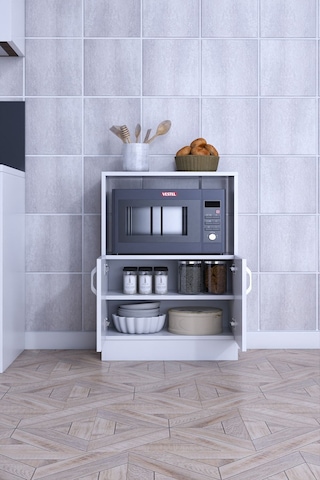Rafineri Makro Dolap Çok Amaçlı Mikrodalga Fırın Dolabı Mdf Beyaz