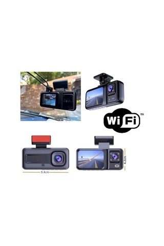 Araç Kamerası - 3 Kameralı Wifi Ön , İç Ve Arka Full Hd Dvr Araç İçi Ekranlı Kamera 64064851