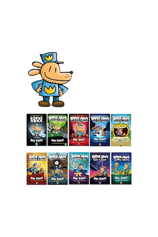 Dav Pılkey Dev Set: Köpek Adam 10 Kitap Kaptan Düşükdon 12 Kitap Kedi Çocuk