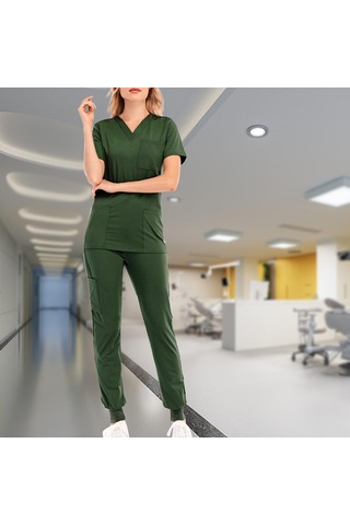 Dolıty Çok Cepli V Yaka İş Elbisesi Ile Nefes Xxl-yeşil