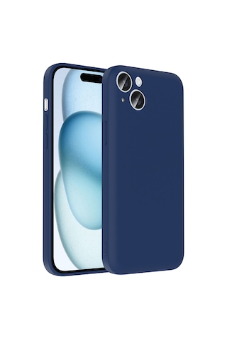 Apple Uyumlu iPhone 15 Plus Kılıf Kamera Korumalı Kartlık Hazneli Zore Vitra Kapak Lacivert