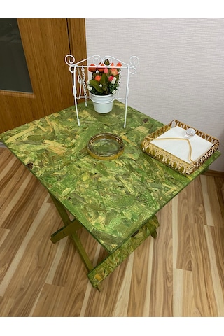 APAK AHŞAP osb yüzeyli katlanır masa doğa yeşili 60cm 50 cm Yeşil