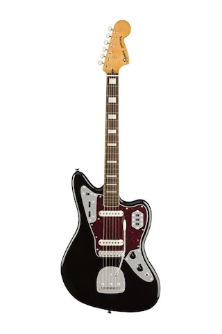 Squier 0374090506 Classic Vibe '70s Jaguar Elektro Gitar Siyah - Laurel Klavye Vintage Üst Seviye Blok İşaretçiler Ve Kısa Skala Tasarımı