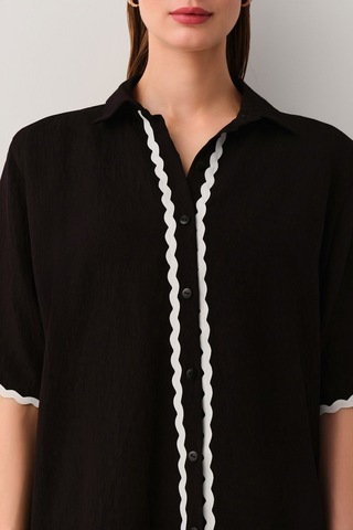 Suwen Robin Plaj Gömleği Sba25720012 Siyah