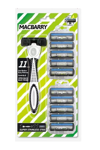 Macbarry 3 Bıçaklı Tıraş Bıçağı + Yedek Tıraş Bıçağı 11'li