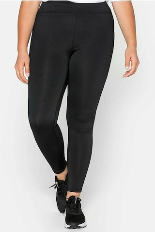 Kadın Büyük Beden Tayt Yüksek Bel Tayt Tampap- Siyah