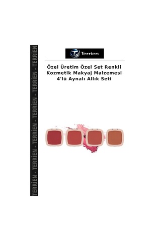 Özel Üretim Özel Set Renkli Kozmetik Makyaj Malzemesi 4'lü Aynalı Allık Seti Çok Renkli