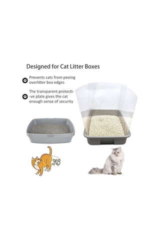 3pcs Kedi Çöp Kutu İşemek Kalkanları, Şeffaf Kolay Temiz Çöp Kutusu Sıçrama Koruyucusu Açık Üst Çöp Tavası 14.5 11.5in-litter Kutusu Dahil Değil Şeffaf