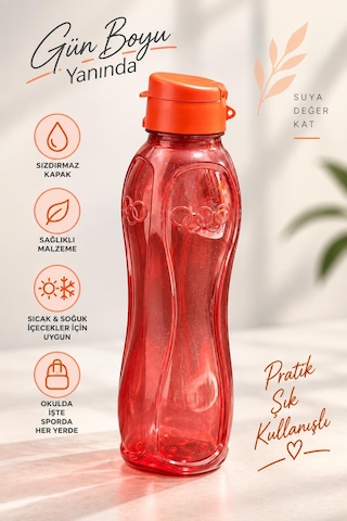 Su Matarası 750 Ml Kırmızı Suluk Su Şişesi Okul Spor Tüm Renkler