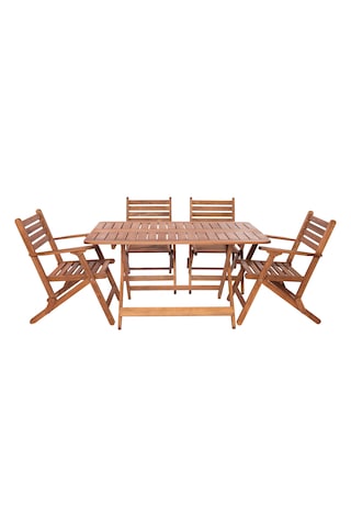 Modermo 4 Kişilik Ahşap Katlanır Koltuklu Bahçe Seti - 135x80 Cm Grup E