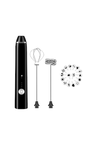 Soulader Şarj Edilebilir Elektrikli Süt Köpürtücü Makinesi 3 Hız Ayarı İle Sıcak Soğut Köpük Yapıcı Siyah