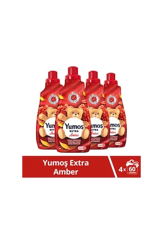 Yumoş Extra Konsantre Çamaşır Yumuşatıcısı Amber 1440 Ml 60 Yıkama 4 Adet 4'lü Set