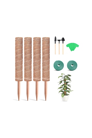 Padalink Bitkisel Tüp İçin 30cm Yüksekliği Ayarlanabilir, Su Ve Besin Tutan, Dayanıklı Hindistan Cevizi Lifli Ve Ahşaplı Tırmanan Bitki Tutucu Seti